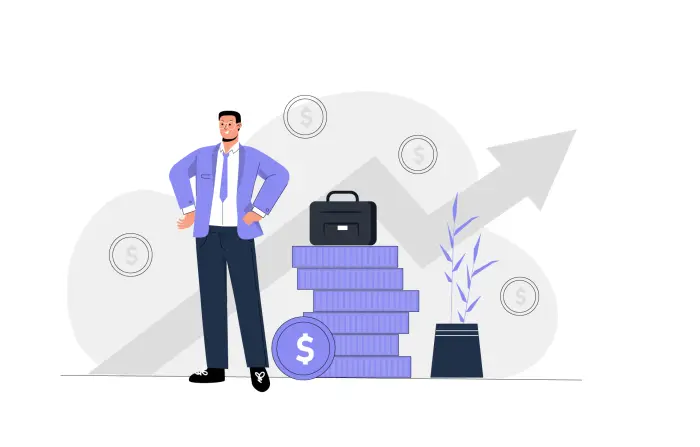 Wealth Management Concept Drawing 2D Flat Character Illustration